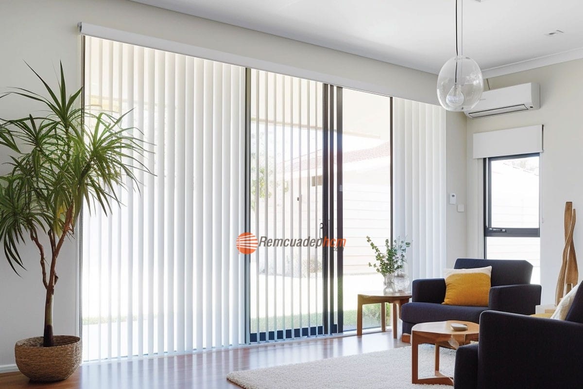 rèm cửa phòng khách lá dọc