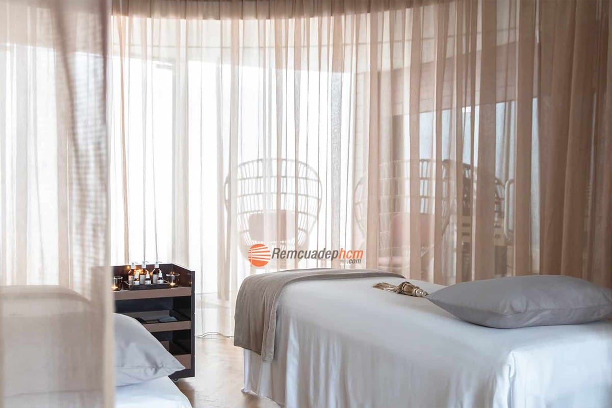 rèm vải trang trí spa