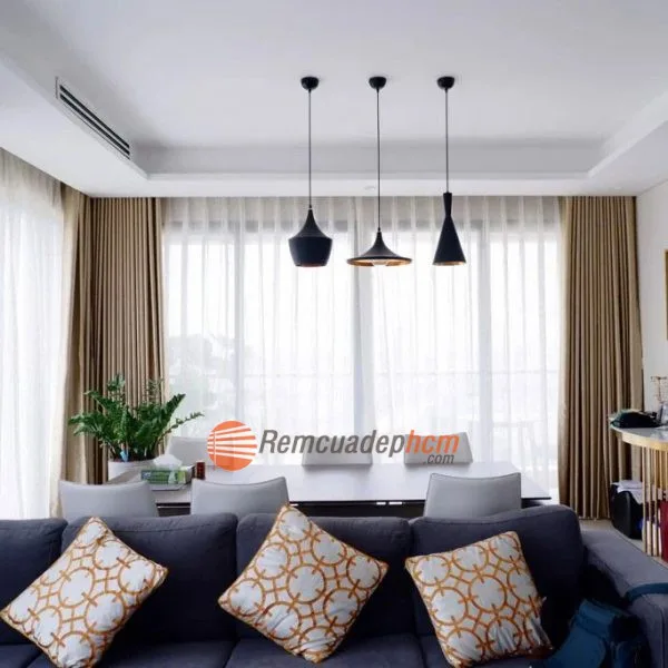 Rèm 2 lớp màu ghi thời thượng đẳng cấp